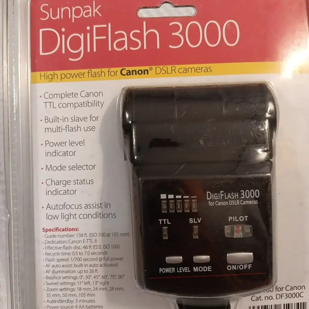 Sunpak DigiFlash‎ DF3000 High Power Flash for Canon DSLR Cameras TTL Compatible